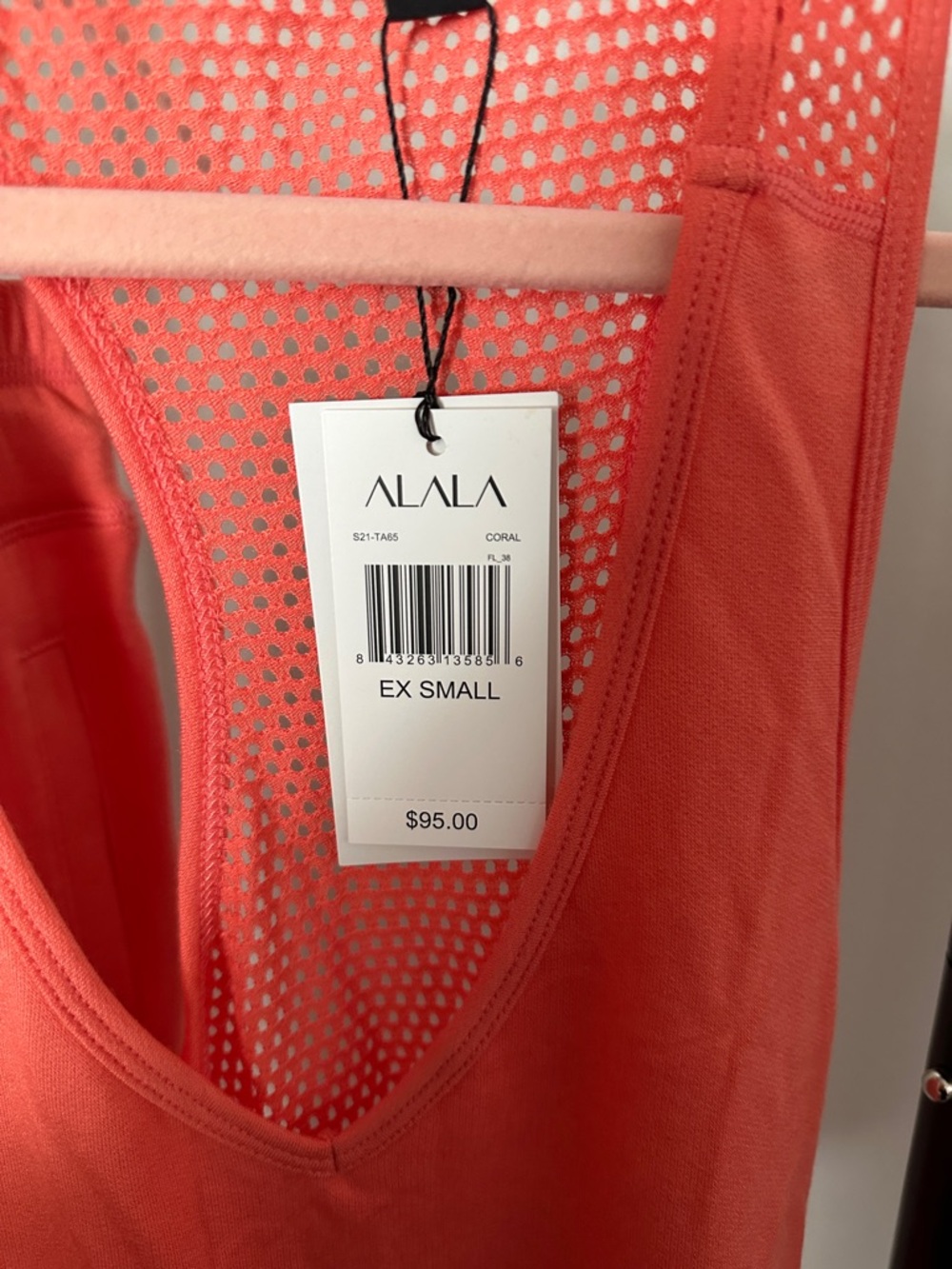 Alala Coral-Orange Mesh Detail Tank and Jogger Set - Picture 2 of 2